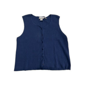 Jacyln Smith 90s Vintage Navy Knit Vest Size Large Made in USA 100% Cotton